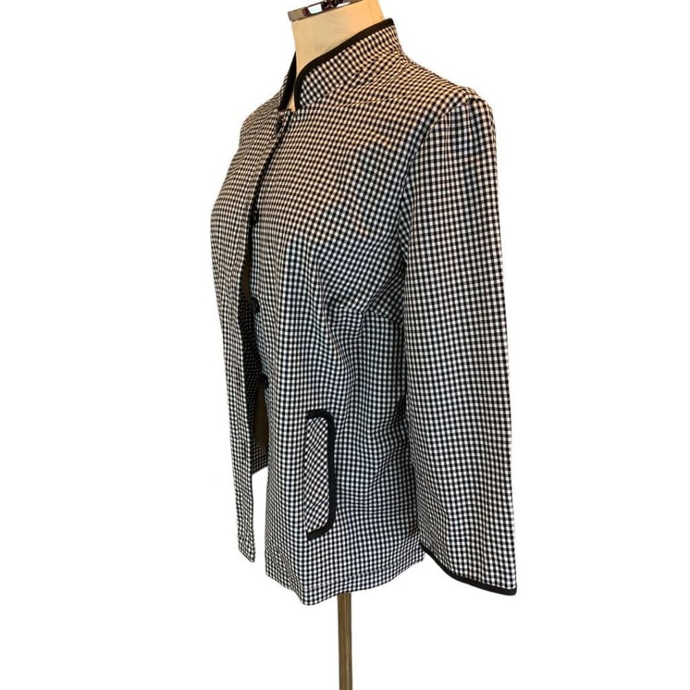 14 RQT Women's Black White Gingham Lightweight Jacket Button Up - Picture 5 of 8